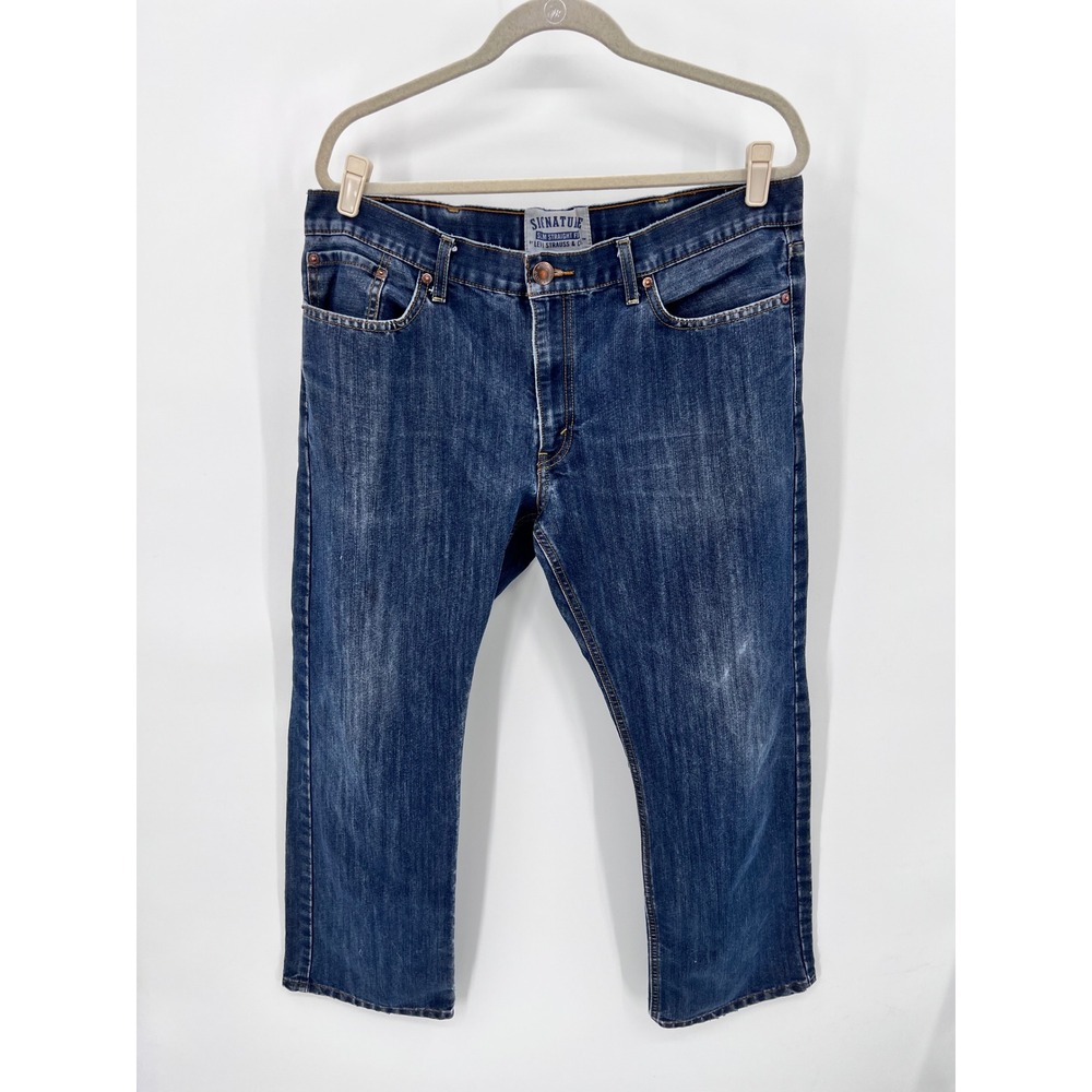 Signature by‎ Levi Strauss Mens Slim Straight Jeans Blue Medium Wash 38x30